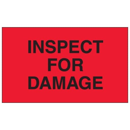 Bsc Preferred 3 x 5'' - ''Inspect For Damage'' Fluorescent Red Labels BUY00023936